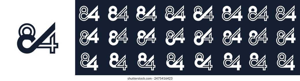 collection of creative number 84 logo designs. abstract eighty-four design vector illustration