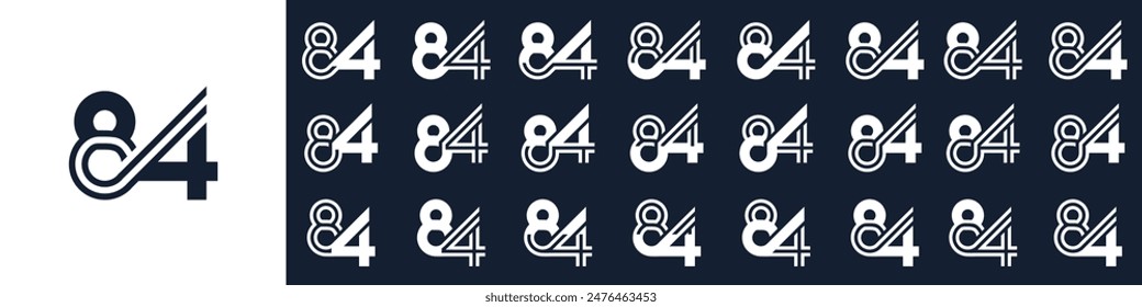 collection of creative number 84 logo designs. abstract eighty-four design vector illustration