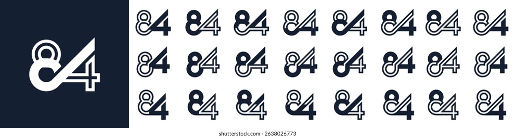 collection of creative number 84 logo designs. abstract eighty-four design vector illustration