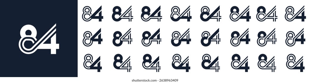 collection of creative number 84 logo designs. abstract eighty-four design vector illustration