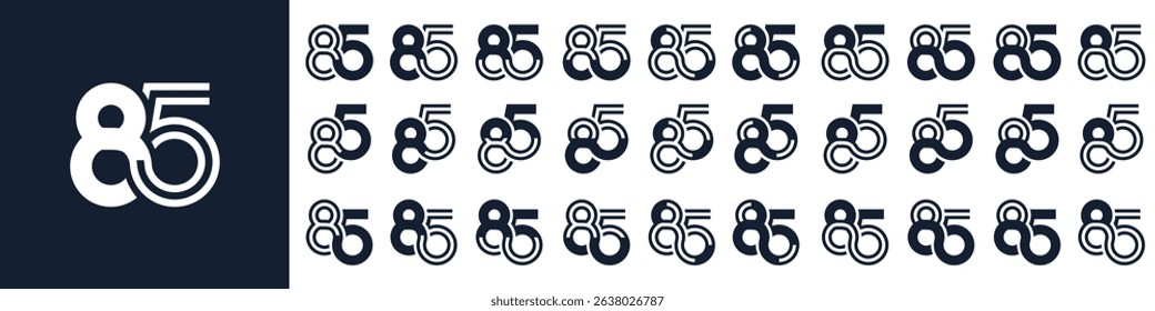 collection of creative number 85 logo designs. abstract eighty-five design vector illustration