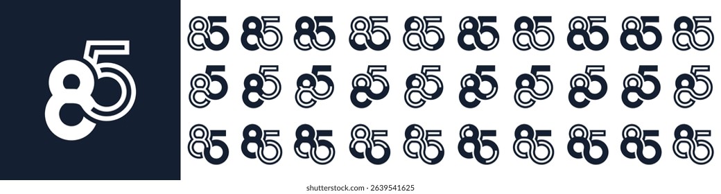 collection of creative number 85 logo designs. abstract eighty-five design vector illustration