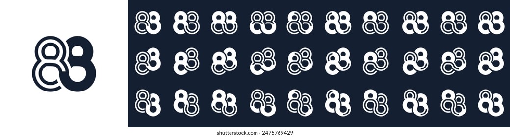 collection of creative number 88 logo designs. abstract eighty-eight design vector illustration