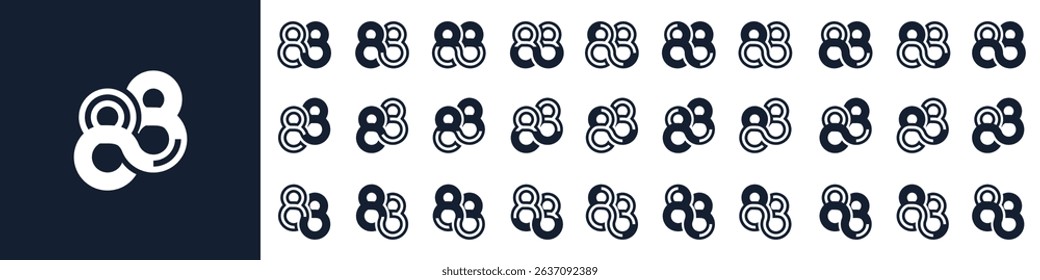 collection of creative number 88 logo designs. abstract eighty-eight design vector illustration