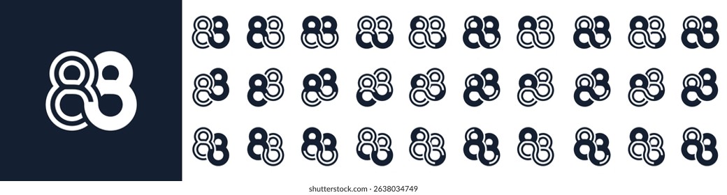 collection of creative number 88 logo designs. abstract eighty-eight design vector illustration