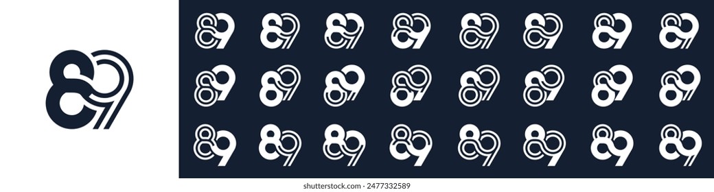 collection of creative number 89 logo designs. abstract eighty-nine design vector illustration