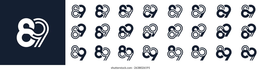 collection of creative number 89 logo designs. abstract eighty-nine design vector illustration