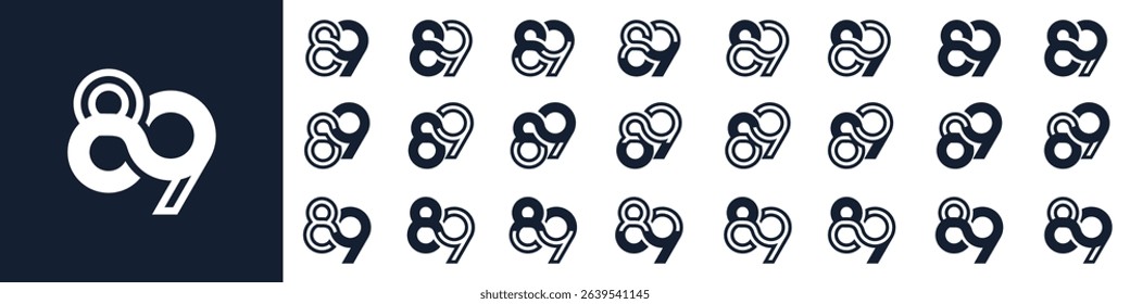 collection of creative number 89 logo designs. abstract eighty-nine design vector illustration