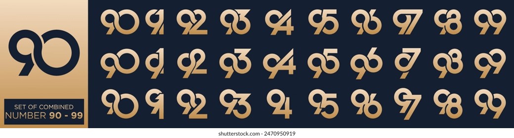 collection of creative number 90 to 99 logo designs. abstract number design vector illustration