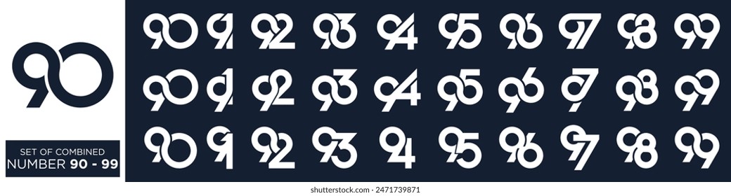 collection of creative number 90 to 99 logo designs. abstract number design vector illustration