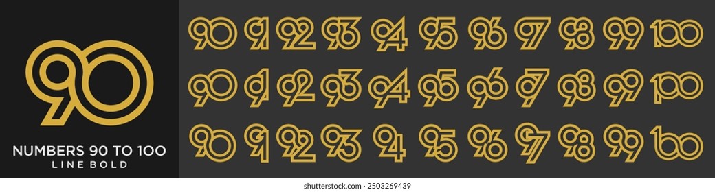 collection of creative number 90 to 99 logo designs. abstract number design vector illustration