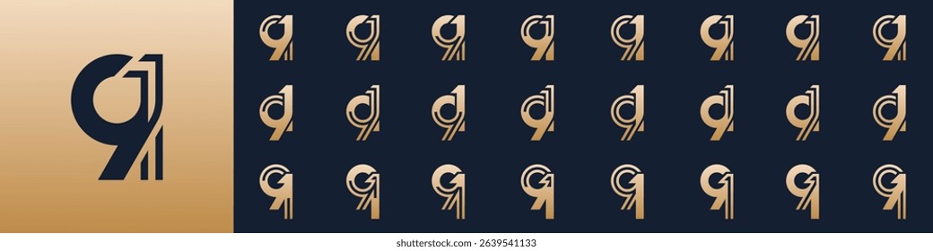 collection of creative number 91 logo designs. abstract ninety-one design vector illustration