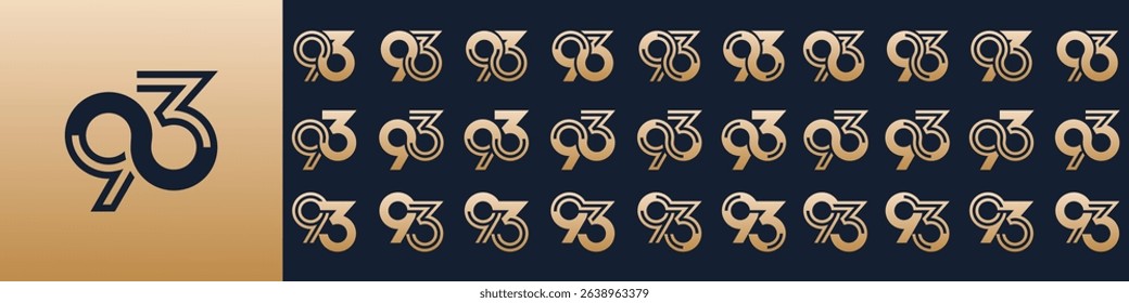 collection of creative number 93 logo designs. abstract ninety-three design vector illustration