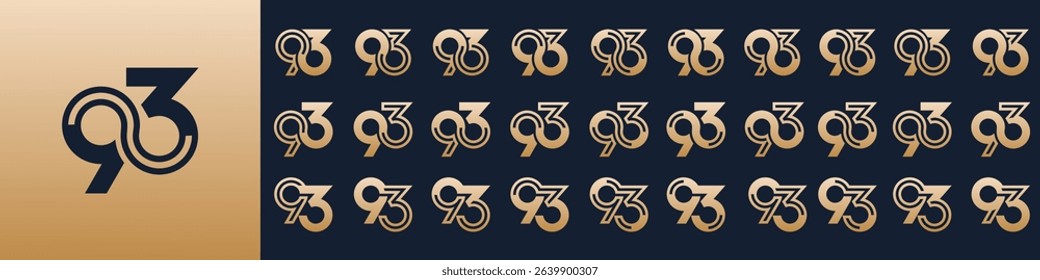 collection of creative number 93 logo designs. abstract ninety-three design vector illustration