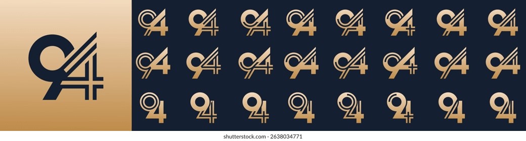 collection of creative number 94 logo designs. abstract ninety-four design vector illustration