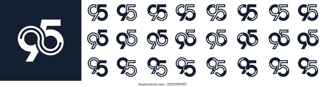 collection of creative number 95 logo designs. abstract ninety-five design vector illustration