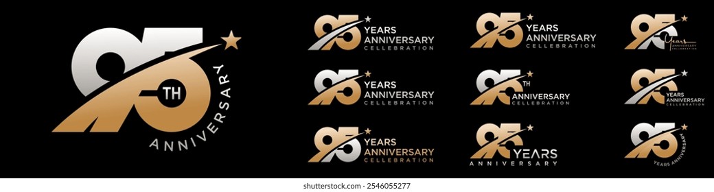 collection of creative number 95 logo designs. abstract number ninety-five design vector illustration