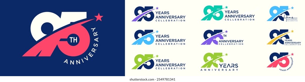 collection of creative number 95 logo designs. abstract number ninety-five design vector illustration