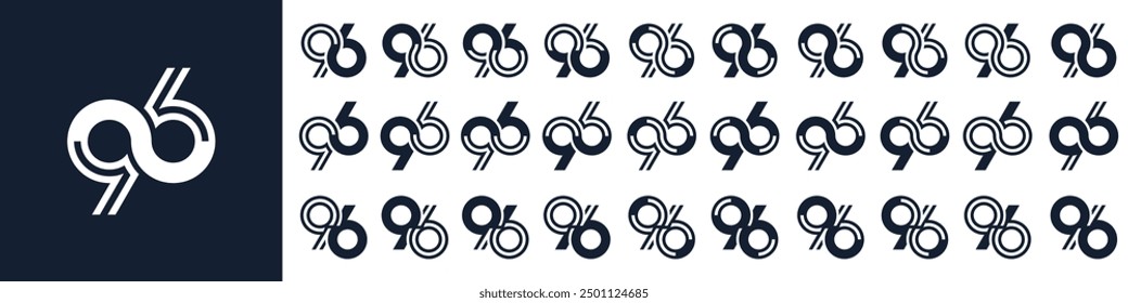 collection of creative number 96 logo designs. abstract ninety-six design vector illustration