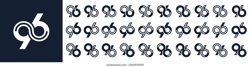 Kollektion von kreativen Designs mit der Nummer 96. abstrakte sechsundneunzig-Entwurf, Vektorgrafik