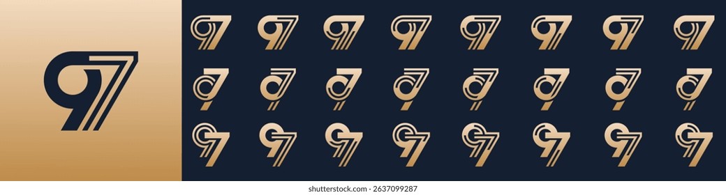 collection of creative number 97 logo designs. abstract ninety-seven design vector illustration