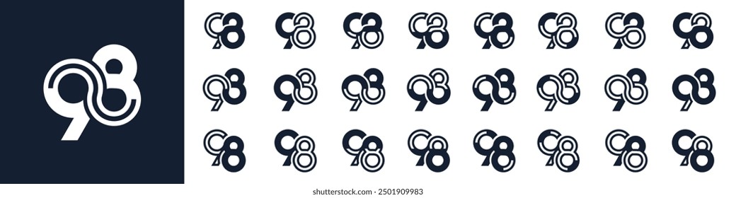 collection of creative number 98 logo designs. abstract ninety-eight design vector illustration