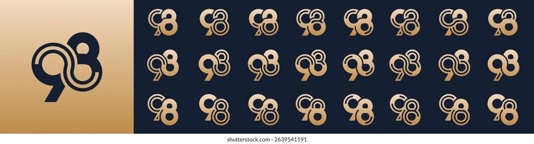 collection of creative number 98 logo designs. abstract ninety-eight design vector illustration