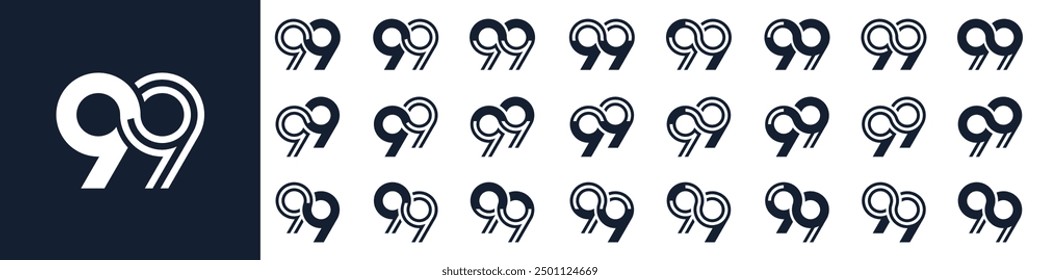 collection of creative number 99 logo designs. abstract ninety-nine design vector illustration