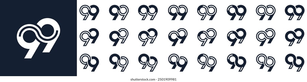 collection of creative number 99 logo designs. abstract ninety-nine design vector illustration