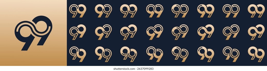 collection of creative number 99 logo designs. abstract ninety-nine design vector illustration