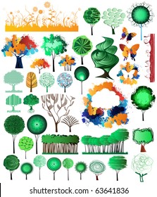 Collection of creative and original design nature theme vector elements. Vector file is easy editable, drawings grouped.