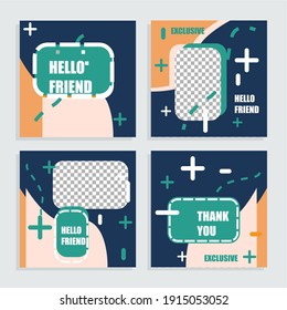 collection of creative story templates with copy space for modern vector illustration text, Trendy contemporary designs for printed banners, brochures, social media posts