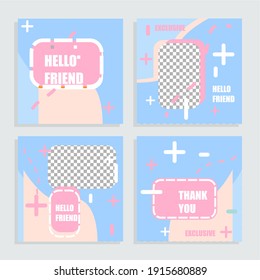 collection of creative story templates with copy space for modern vector illustration text, Trendy contemporary designs for printed banners, brochures, social media posts