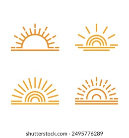 Collection of creative sun logo design. Premium Vector