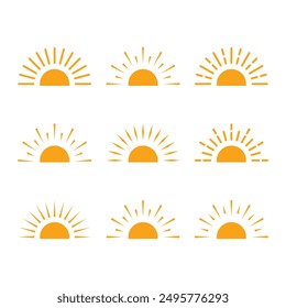 Collection of creative sun logo design. Premium Vector