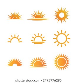Collection of creative sun logo design. Premium Vector
