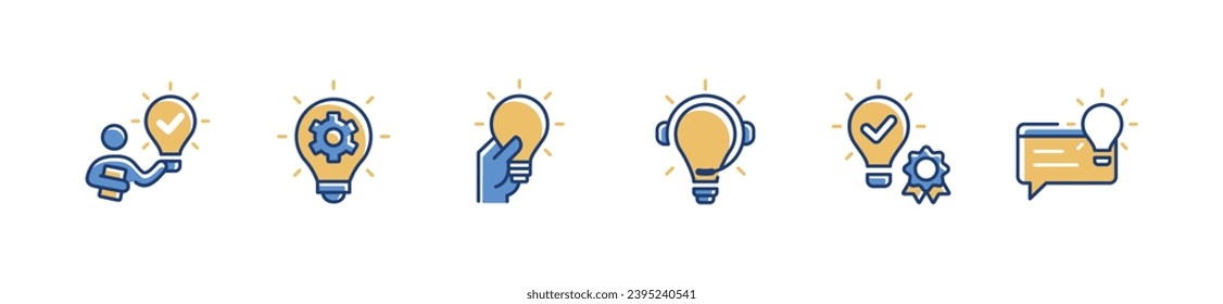 collection of creative thinking lightbulb innovation icon set business solution inspiration energy lamp management vector illustration shining intelligent symbol design