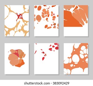 Collection of creative trendy cards. Abstract painting templates. Ebru art.
