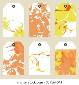 Collection of creative trendy cards. Abstract painting templates. Ebru art.