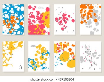 Collection of creative trendy cards. Abstract painting templates.