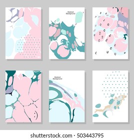 Collection of creative trendy cards. Abstract painting templates.