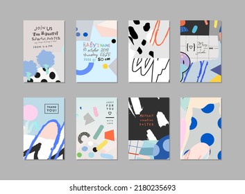 Collection of creative universal artistic backgrounds. Graphic Design for banner, poster, card, cover, invitation, placard, brochure, flyer, social media decor. Vector