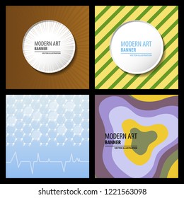 Collection of creative universal artistic cards. Hand Drawn textures. Trendy Graphic Design for banner, poster, card, cover, invitation, placard, brochure, flyer. Vector. Isolated.