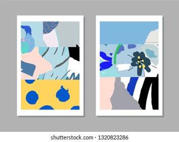 Collection of creative universal artistic cards. Hand Drawn textures. Trendy Graphic Design for banner, poster, card, cover, invitation, placard, brochure, flyer. Vector