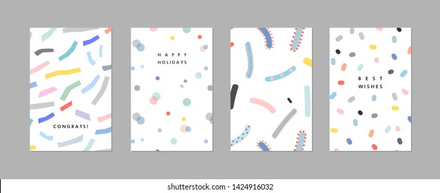 Collection of creative universal artistic cards. Trendy Graphic Design for banner, poster, card, cover, invitation, placard, brochure, flyer. Vector