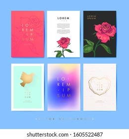 Collection of creative universal artistic cards. Trendy Graphic Design for banner, poster, card, cover, invitation, placard, brochure, header