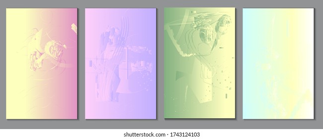 Collection of creative universal artistic cards. Set trendy Graphic Design for banner, poster, card, cover, invitation, placard, brochure, flyer. Vector