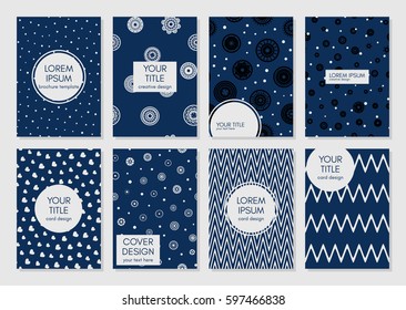 Collection of creative universal artistic cards. Beautiful backgrounds. Applicable for banner, poster, card, invitation, brochure. Vector template. Isolated.