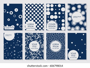 Collection of creative universal artistic cards. Beautiful backgrounds. Trendy Graphic Design for banner, card, cover, placard. Vector template. Isolated.