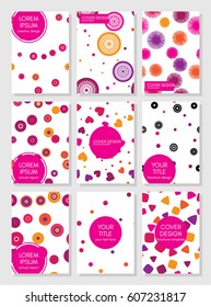 Collection of creative universal artistic cards. Cool colorful backgrounds. Trendy Graphic Design for banner, poster, card, placard, brochure. Vector.